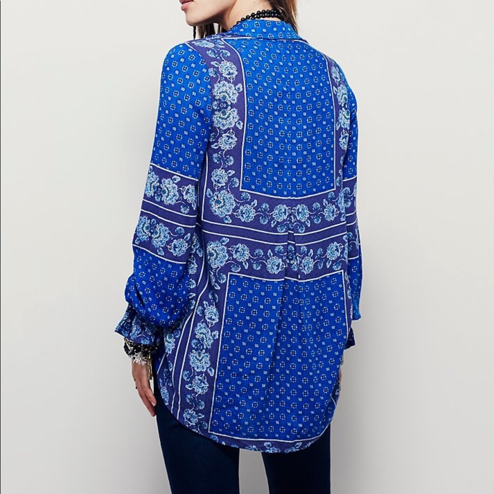 Free People Border Print Collar Tunic